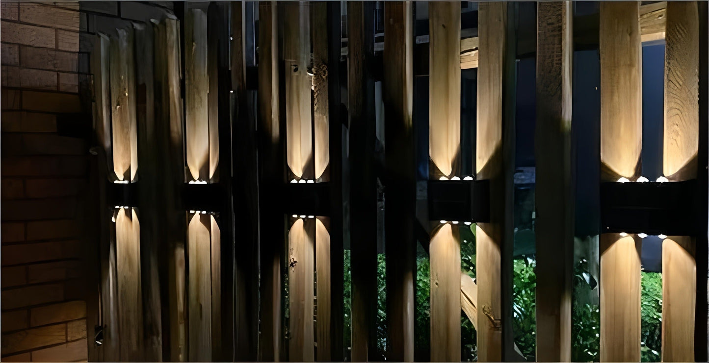 Eight-Pack Solar Wall Lights with Six LEDs Each, Up-and-Down Beams and Warm or White Light Options