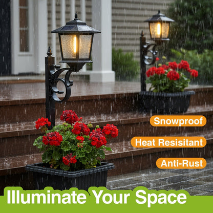 Solar Flower Pot Light Outdoor 2-in-1 Lamp Post Glass Lampshade IP44 Waterproof Wall Mount Lawn Patio Garden Decor 1/2 Pack