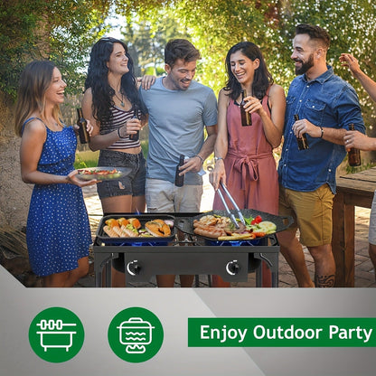 Outdoor Propane Burner Stand with One- or Three-Burner Layout, Removable Legs and 0–20 PSI Regulator Hose
