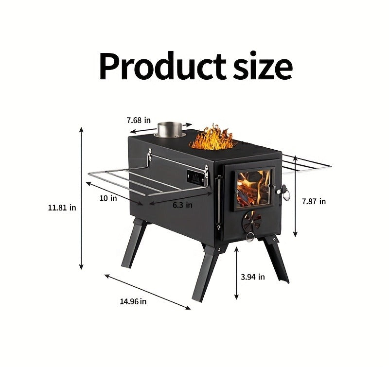 Portable Stainless Steel Wood Burning Camp Stove, Foldable Backpacking Rocket Stove for Outdoor Camping, Hiking & Survival