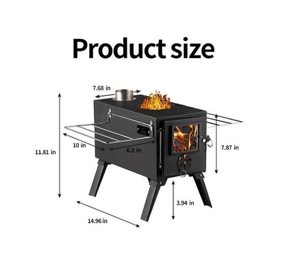 Portable Stainless Steel Wood Burning Camp Stove, Foldable Backpacking Rocket Stove for Outdoor Camping, Hiking & Survival