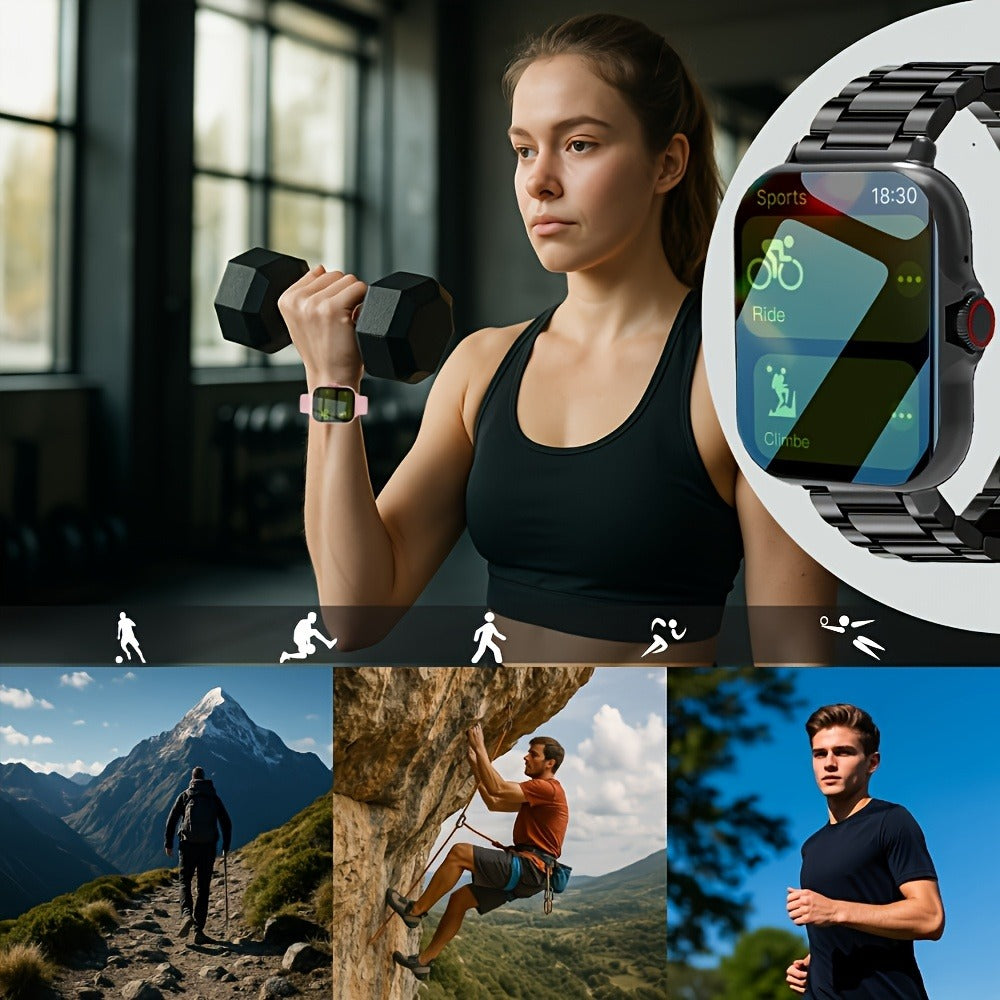 Smart Watch Square Display with Wireless Calling, 100+ Sport Modes and Black or Silver Band Options