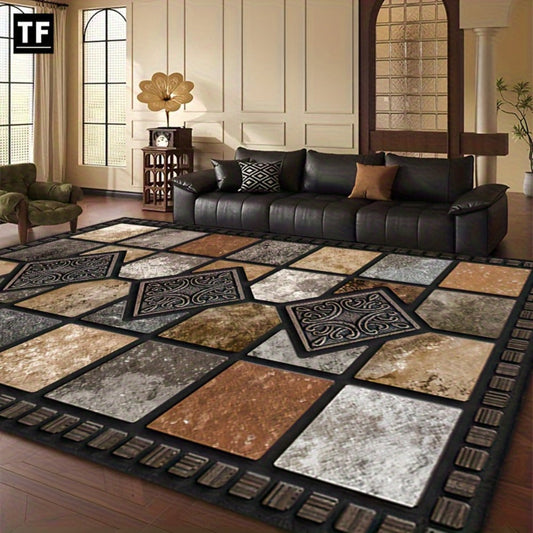 Area Rug 56x80 Marble Tile Print with Soft Surface for Living Room, Bedroom or Covered Patio