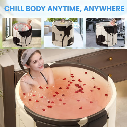 Foldable Soaking Tub for Adults – Portable Full Body Bath Barrel with Non-Slip Base, Collapsible Hot & Cold Soak Tub for Home Travel Small Spaces, Space-Saving Bathroom Accessory