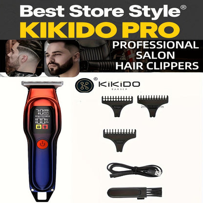 Hair Clippers & Trimmers KIKIDO KK-A2 T-Blade Model with LCD Display, USB Charging and Three Guide Combs