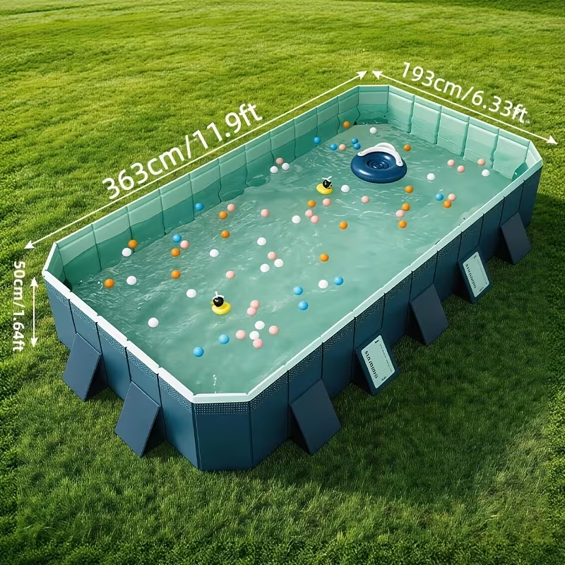 Large Rectangular Frame Pool – Non-Inflatable Backyard Swimming Pool with Drain