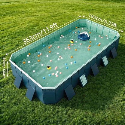 Large Rectangular Frame Pool – Non-Inflatable Backyard Swimming Pool with Drain