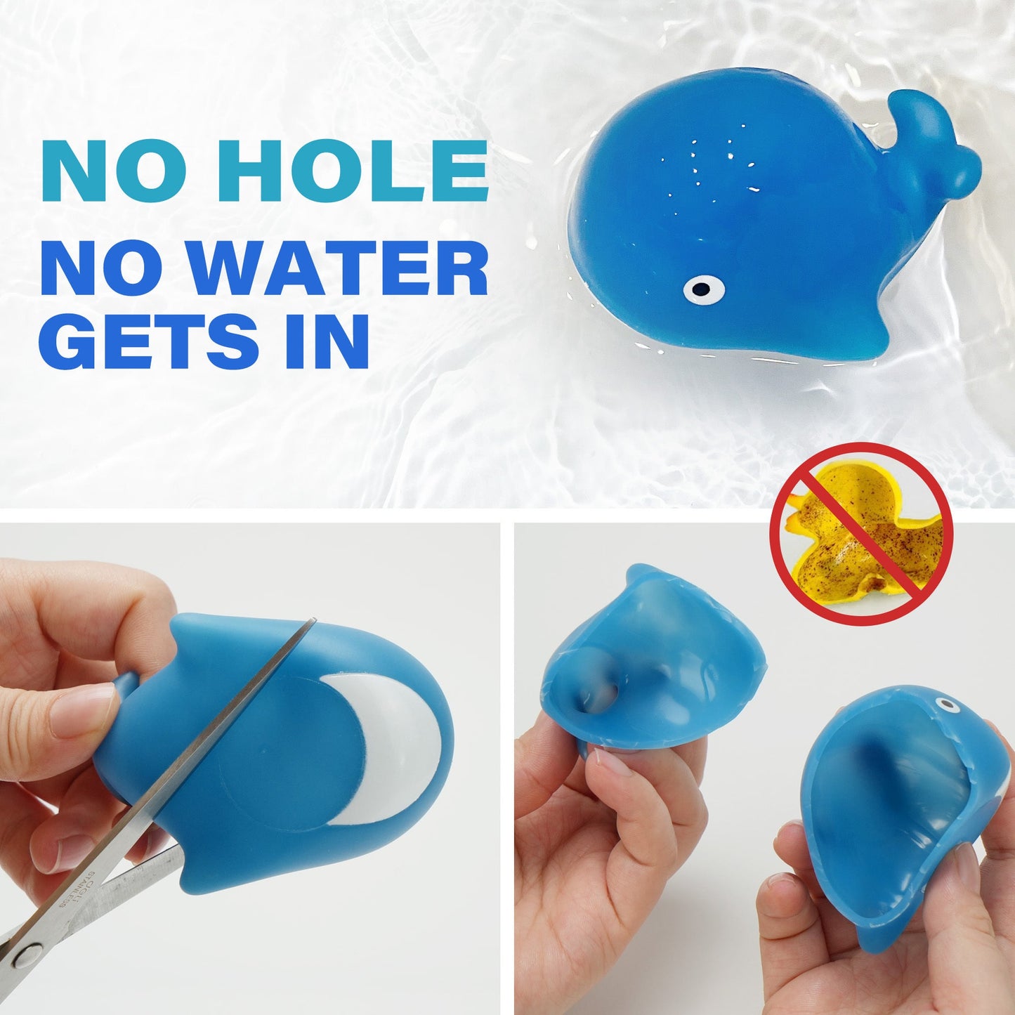 Six-Piece No-Hole Color-Changing Sea Animal Bath Toy Set with Six Shapes for Supervised Water Play