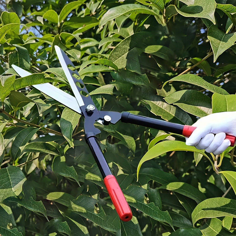 Long-Handle Hedge Shears with 27cm Blades, Red Grips, 51.5cm Pictured Length and 360g Label
