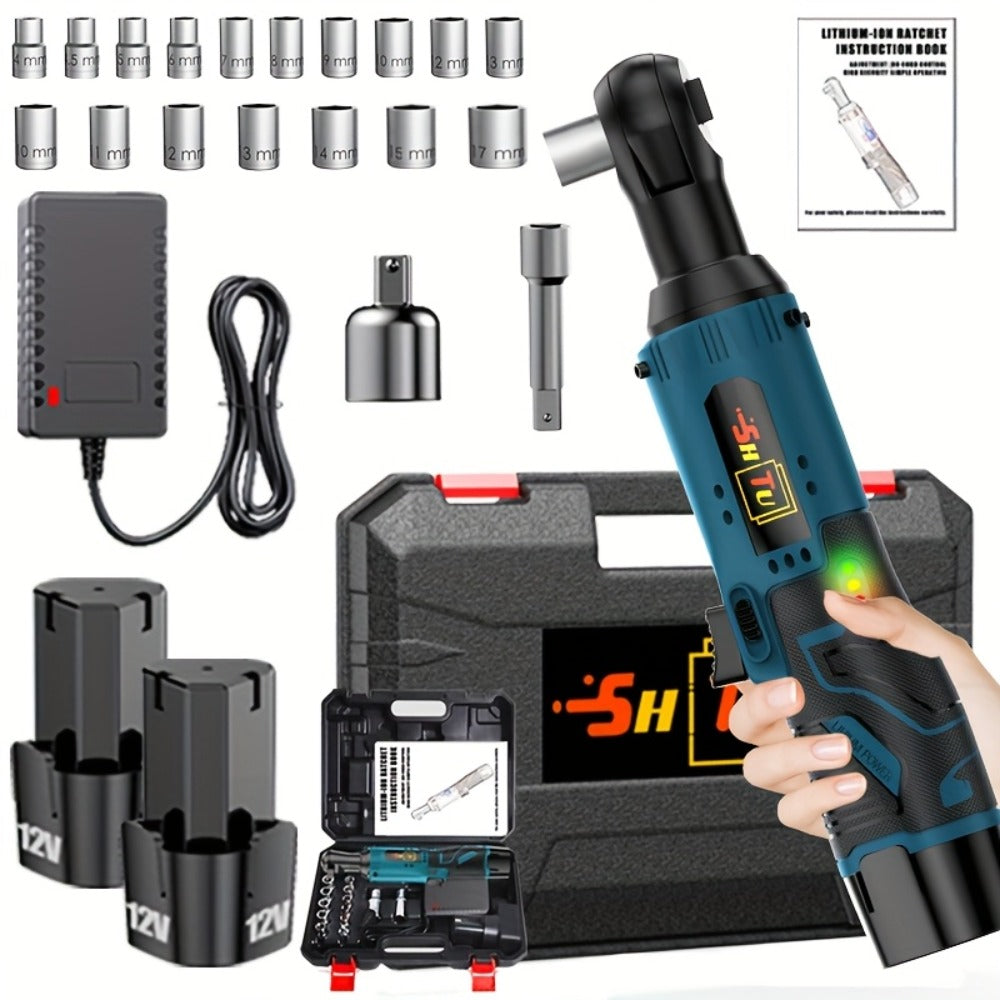 Power Tools YUNXI 12V Brushless Cordless Ratchet Wrench Kit with Batteries, Charger and Accessory Options
