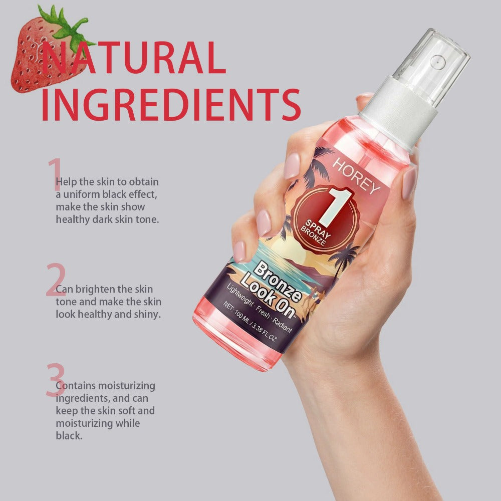 Strawberry-Scented Self-Tanning Spray 100ml in Clear Pump Bottle for Gradual Body Color Application