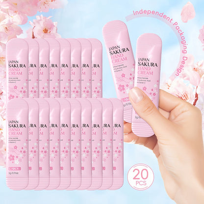 Twenty-Piece Pink Sakura-Print Mini Hand Cream Set with Individual 3-Gram Travel Sachet Tubes