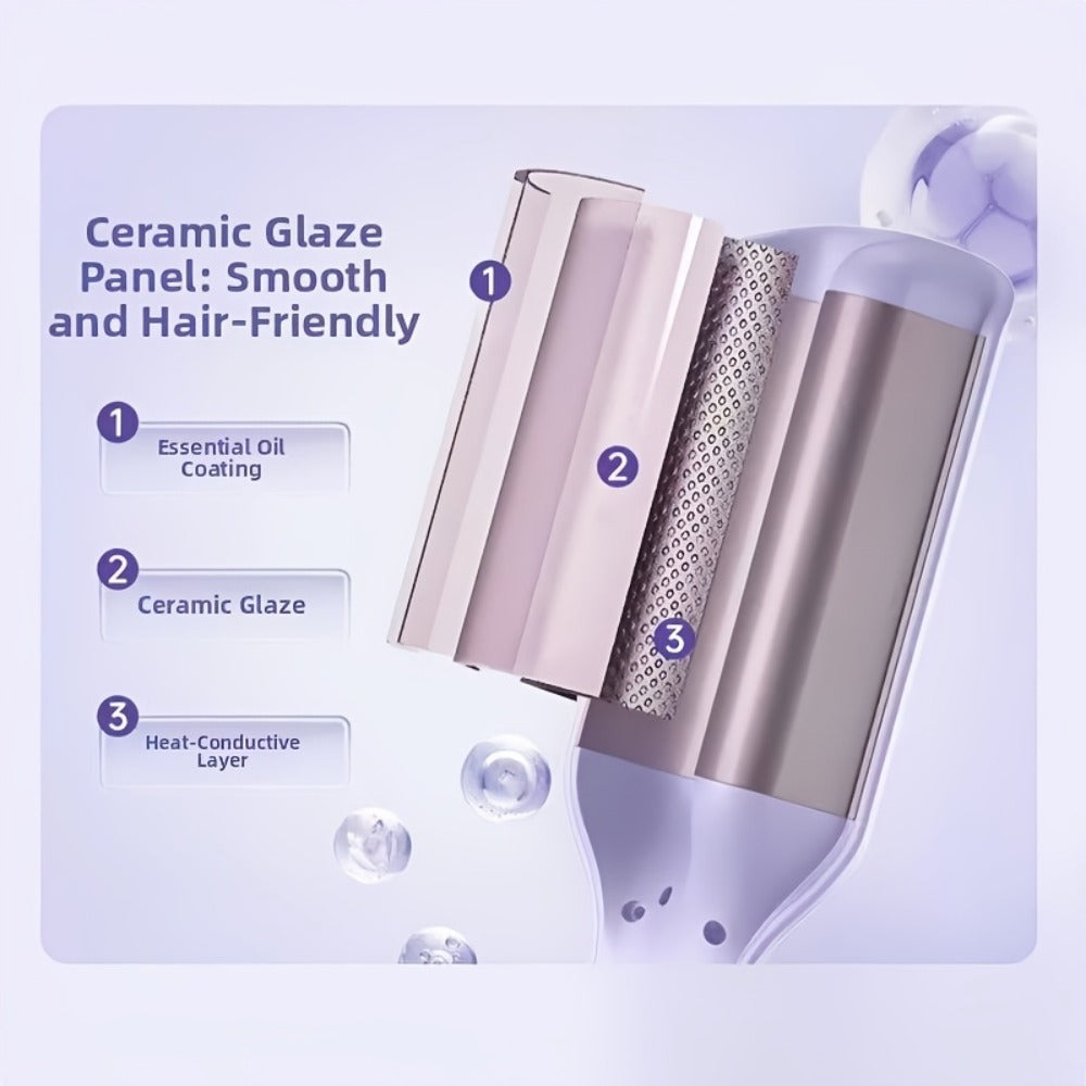 32mm Professional Curling Iron for Waves & Deep Curls with Anti-Scald Safe Temp Control — Long-Lasting Salon Curl Iron for Women, Hair Enthusiasts & Stylists, Gift for Her, Purple