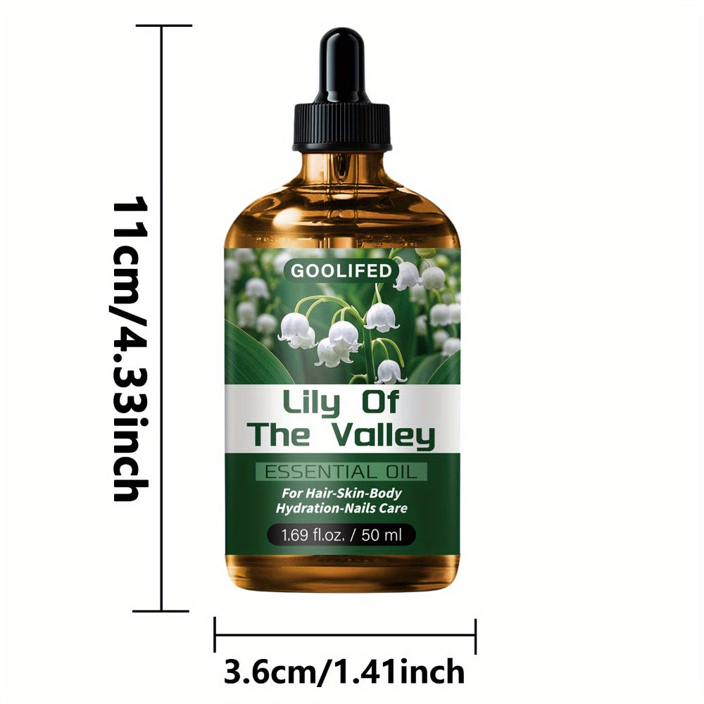 Lily of the Valley Body Oil Blend in a 50ml Amber Dropper Bottle with Floral Green Label Design