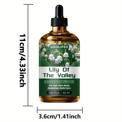 Lily of the Valley Body Oil Blend in a 50ml Amber Dropper Bottle with Floral Green Label Design