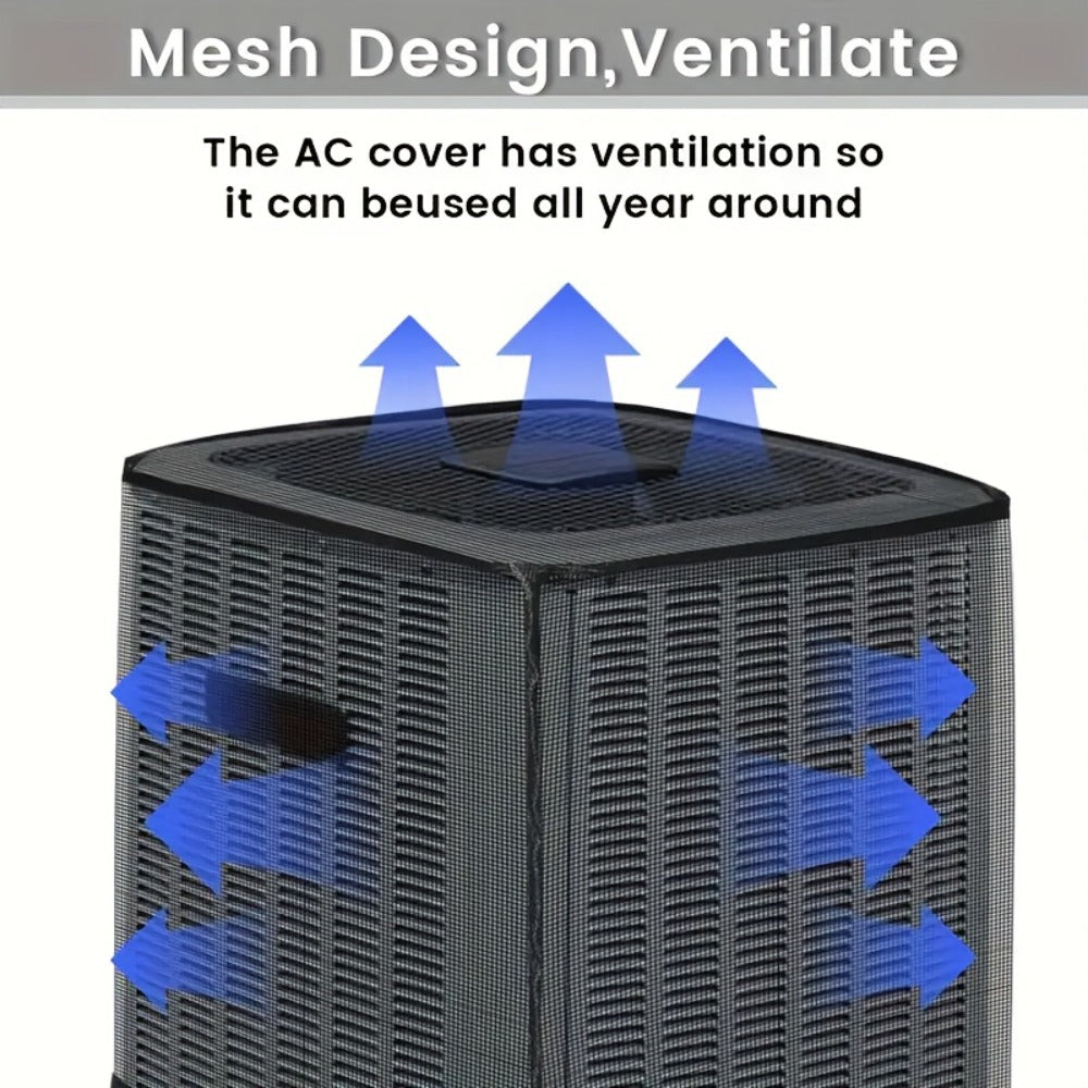 Outdoor Air Conditioner Cover with Mesh Vent and Adjustable Straps in Three Sizes for Central AC Units