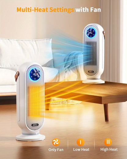 1500W Oscillating Tower Space Heater in Black or White with Digital Remote or Knob Controls
