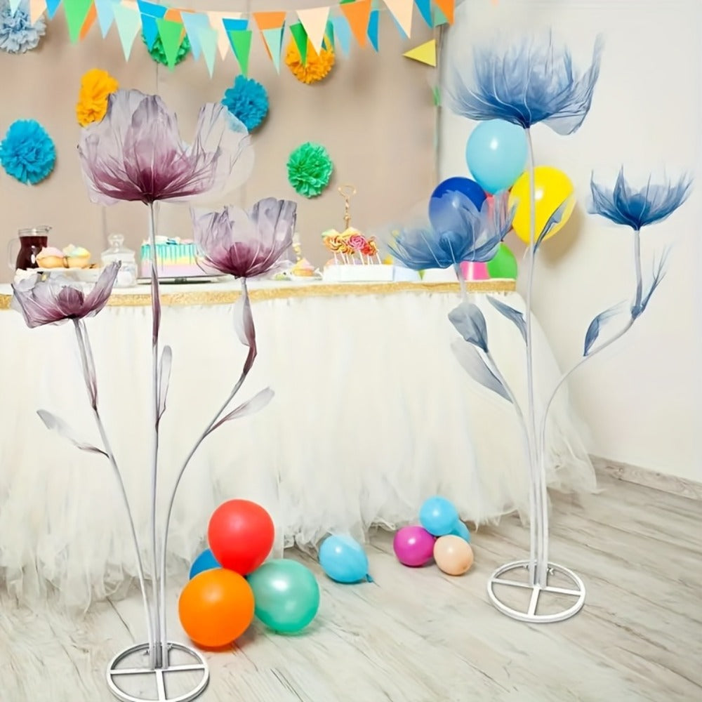 Artificial Flowers Giant Three-Piece Silk Mesh Display Set with Base, Branches and Eight Color Options