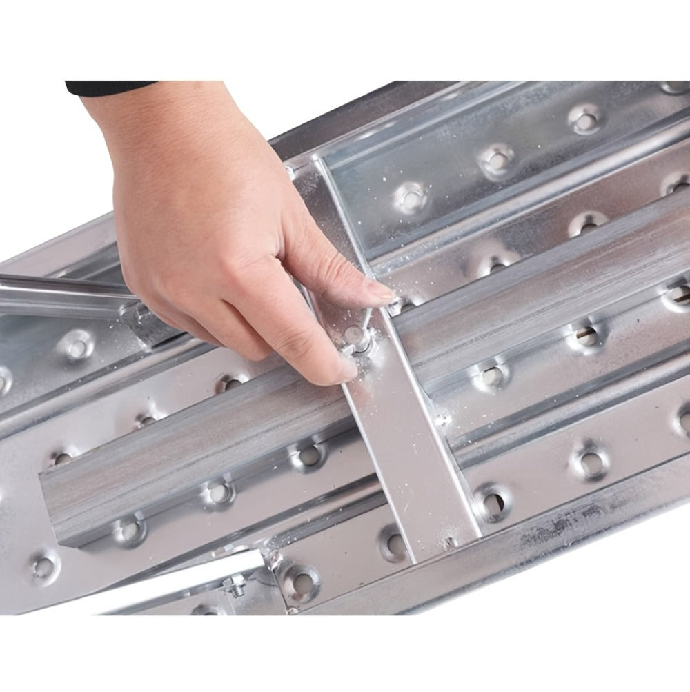 Adjustable Folding Scaffolding Work Platform, Portable Drywall Bench Step Ladder with Anti-Slip Feet & Safety Lock