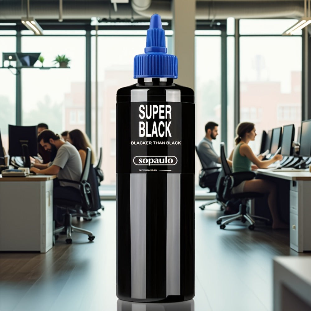 Tattoo Ink 8oz 240ml Single Black Bottle with Ultra-Dark Source Color Label and Large-Capacity Format