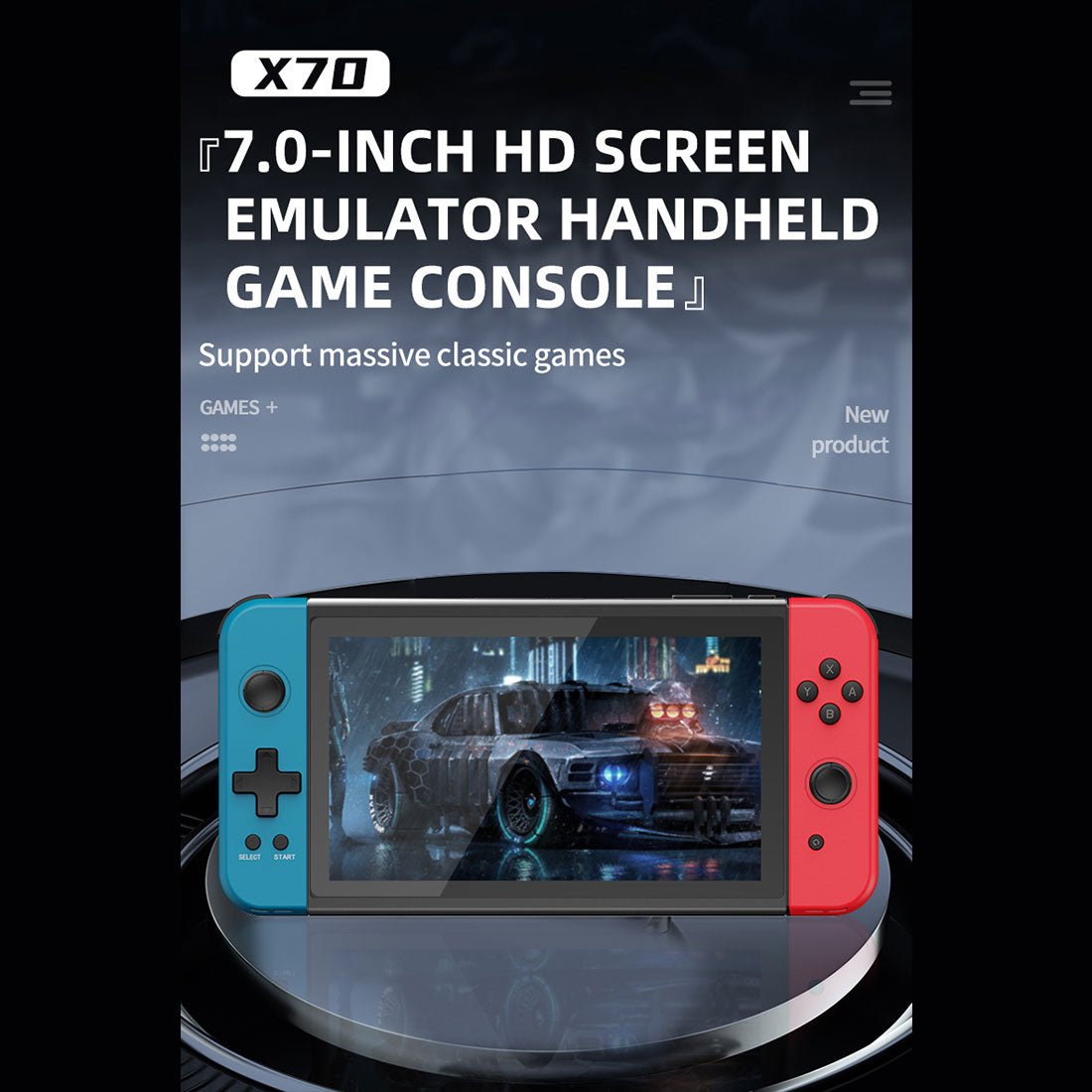Handheld Game Console Powkiddy X70 with 7-Inch IPS HD, 1024x600 resolution, 32GB or 128GB Options, 3500mAh Battery, Mini HDMI