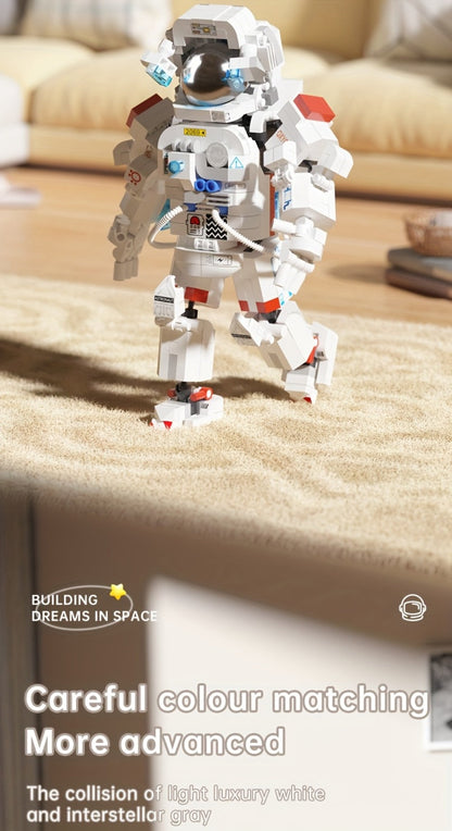 Building Block Set Astronaut Model, 623 Micro Pieces with White Space Suit Figure and 23cm Display Height
