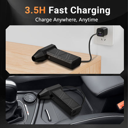 Orange-and-Black Turbine Air Duster with Four Power and Accessory Set Checkout Options Pictured