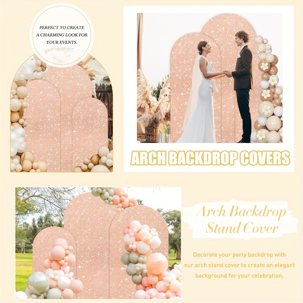 Three-Size Wedding Arch Cover Set for 4, 5 and 6-Foot Frames in Nine Metallic Sequin Color Options