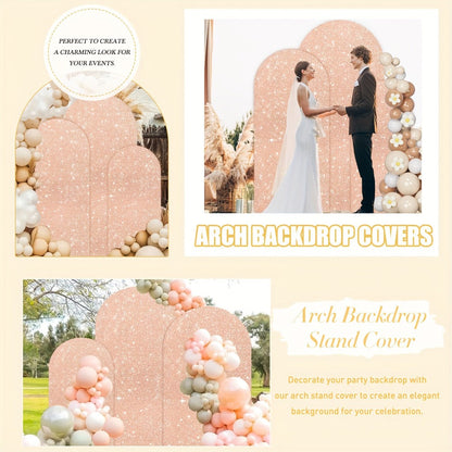 Three-Size Wedding Arch Cover Set for 4, 5 and 6-Foot Frames in Nine Metallic Sequin Color Options