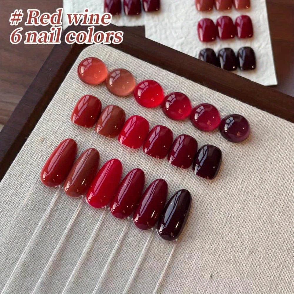 Gel Nail Polish Set with XEIJAYI Label, 6 Nude Pink Jelly Colors in Shades 76, 78 and 81 to 84