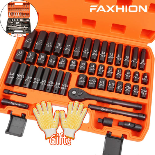 Professional Auto & Bicycle Repair Tool Set 50/53PCS – Ratchet Wrench Kit | Racing-Grade Car Maintenance Tools | Socket Set for Auto Parts, Bike & Machinery Repair | Orange