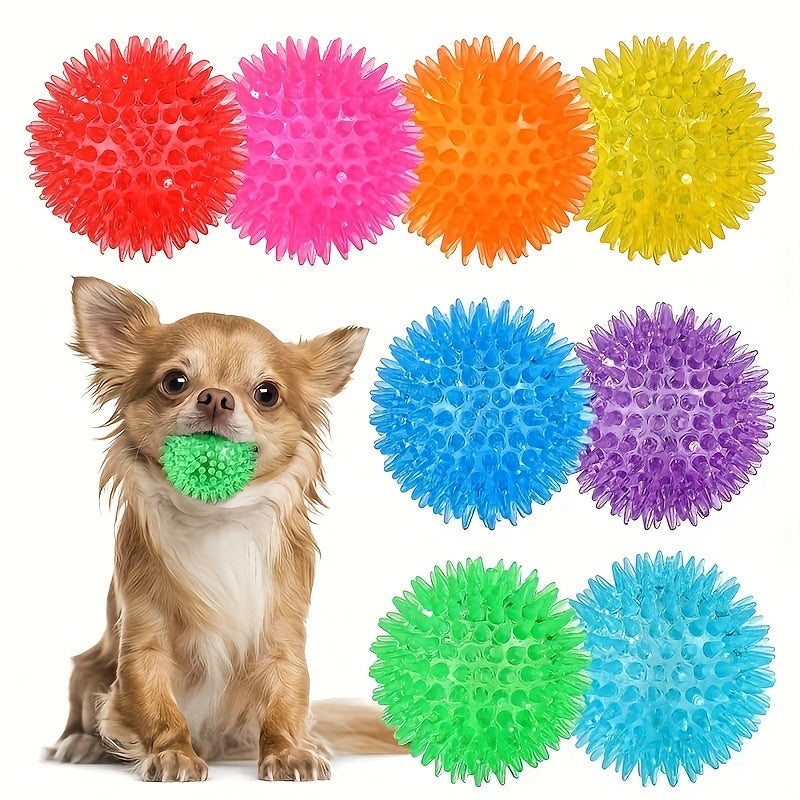 Dog Toy 12-Pack Random-Color Textured Rubber Squeaky Balls for Small and Medium Dogs, No Battery