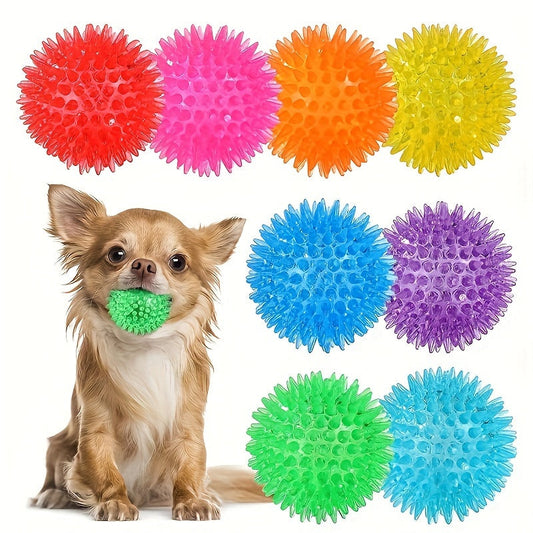 Dog Toy 12-Pack Random-Color Textured Rubber Squeaky Balls for Small and Medium Dogs, No Battery