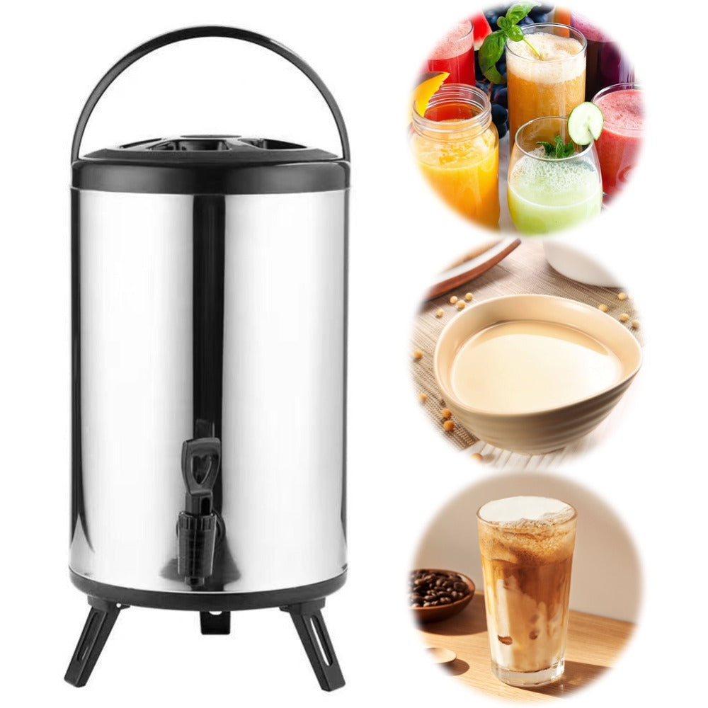 6L Insulated Beverage Dispenser with Spigot, Carry Handle, Twist Lid and Foldable Three-Leg Stand