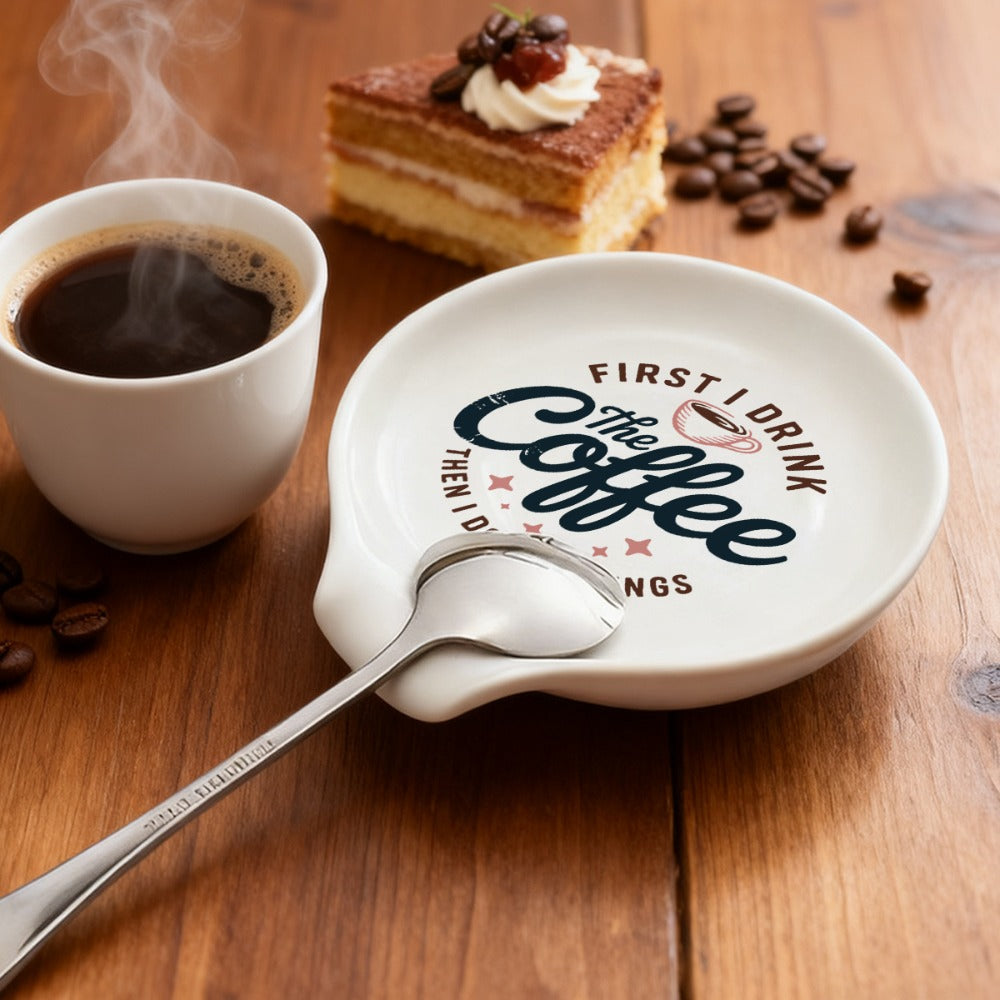 Ceramic Spoon Rest Funny Coffee Quote – "A Cup of No Return" Ceramic Utensil Holder for Coffee & Tea Spoons, Cute Spoon Holder for Kitchen Counter, Cafe Decor, Perfect Coffee Lover Gift