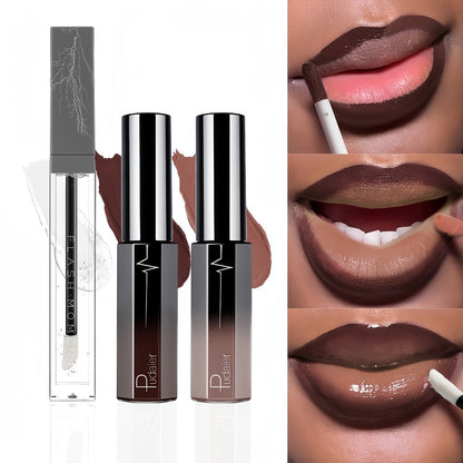Lip Gloss Set by Pudaier with Clear Lip Oil, Two Matte Lip Colors and Three Retained Shade Options