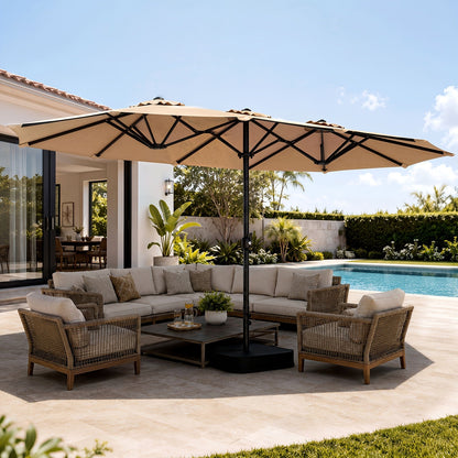 Patio Umbrella shown in the Beige Color option