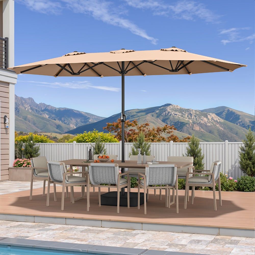 15-Foot Double-Sided Patio Umbrella with UV Protection, Outdoor Market Umbrella detail image - detail view 12
