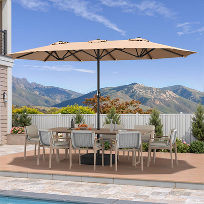 15-Foot Double-Sided Patio Umbrella with UV Protection, Outdoor Market Umbrella detail image - detail view 12