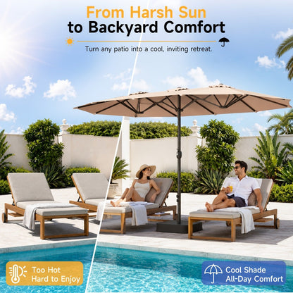 15-Foot Double-Sided Patio Umbrella with UV Protection, Outdoor Market Umbrella detail image