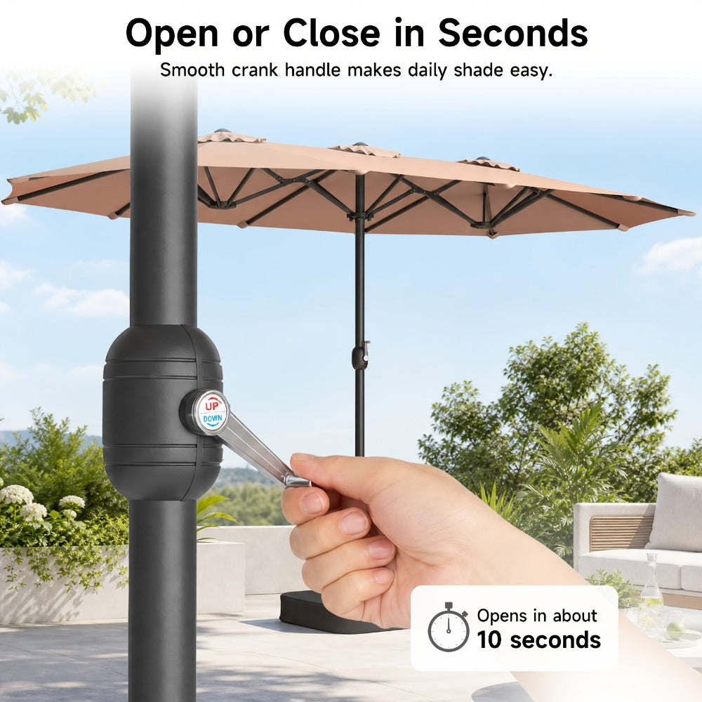 15-Foot Double-Sided Patio Umbrella with UV Protection, Outdoor Market Umbrella detail image - detail view 7