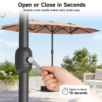15-Foot Double-Sided Patio Umbrella with UV Protection, Outdoor Market Umbrella detail image - detail view 7