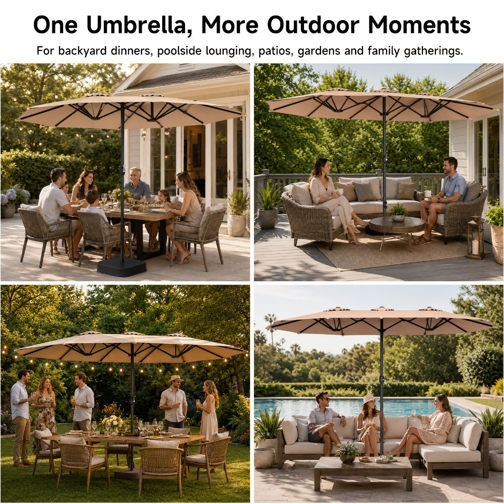 15-Foot Double-Sided Patio Umbrella with UV Protection, Outdoor Market Umbrella detail image - detail view 8