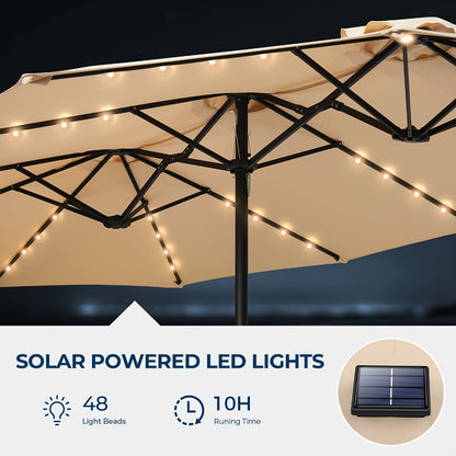 15-Foot Solar LED Patio Umbrella, Outdoor Table Umbrella for Outdoor Shade and Protection detail image - detail view 10