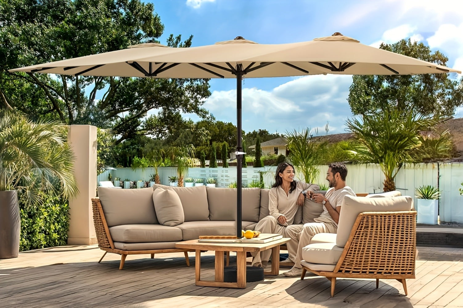 15-Foot Solar LED Patio Umbrella, Outdoor Table Umbrella for Outdoor Shade and Protection detail image - detail view 11