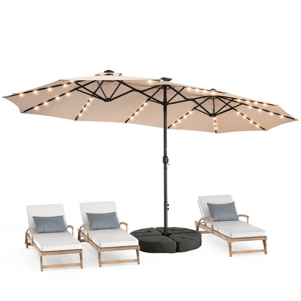 15-Foot Solar LED Patio Umbrella, Outdoor Table Umbrella for Outdoor Shade and Protection detail image