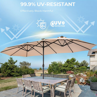 15-Foot Solar LED Patio Umbrella, Outdoor Table Umbrella for Outdoor Shade and Protection detail image - detail view 5