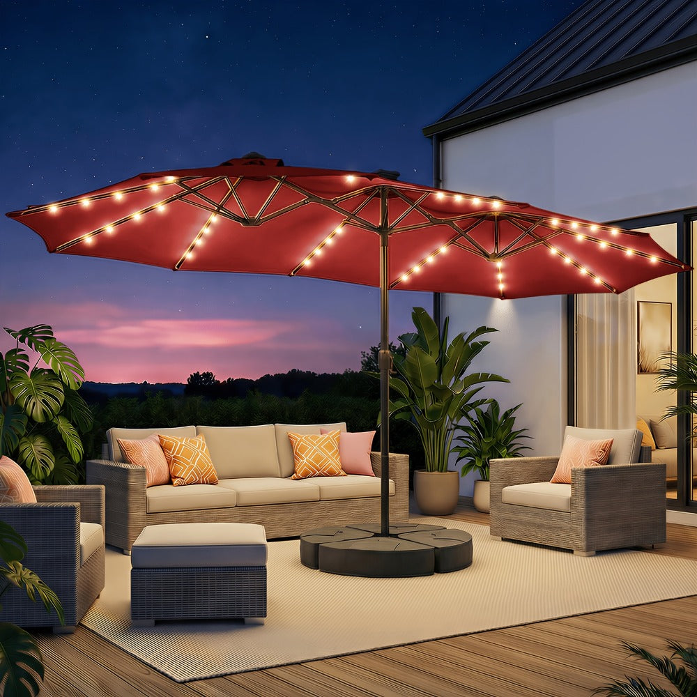 15-Foot Solar LED Patio Umbrella, Outdoor Table Umbrella for Outdoor Shade and Protection detail image - detail view 6