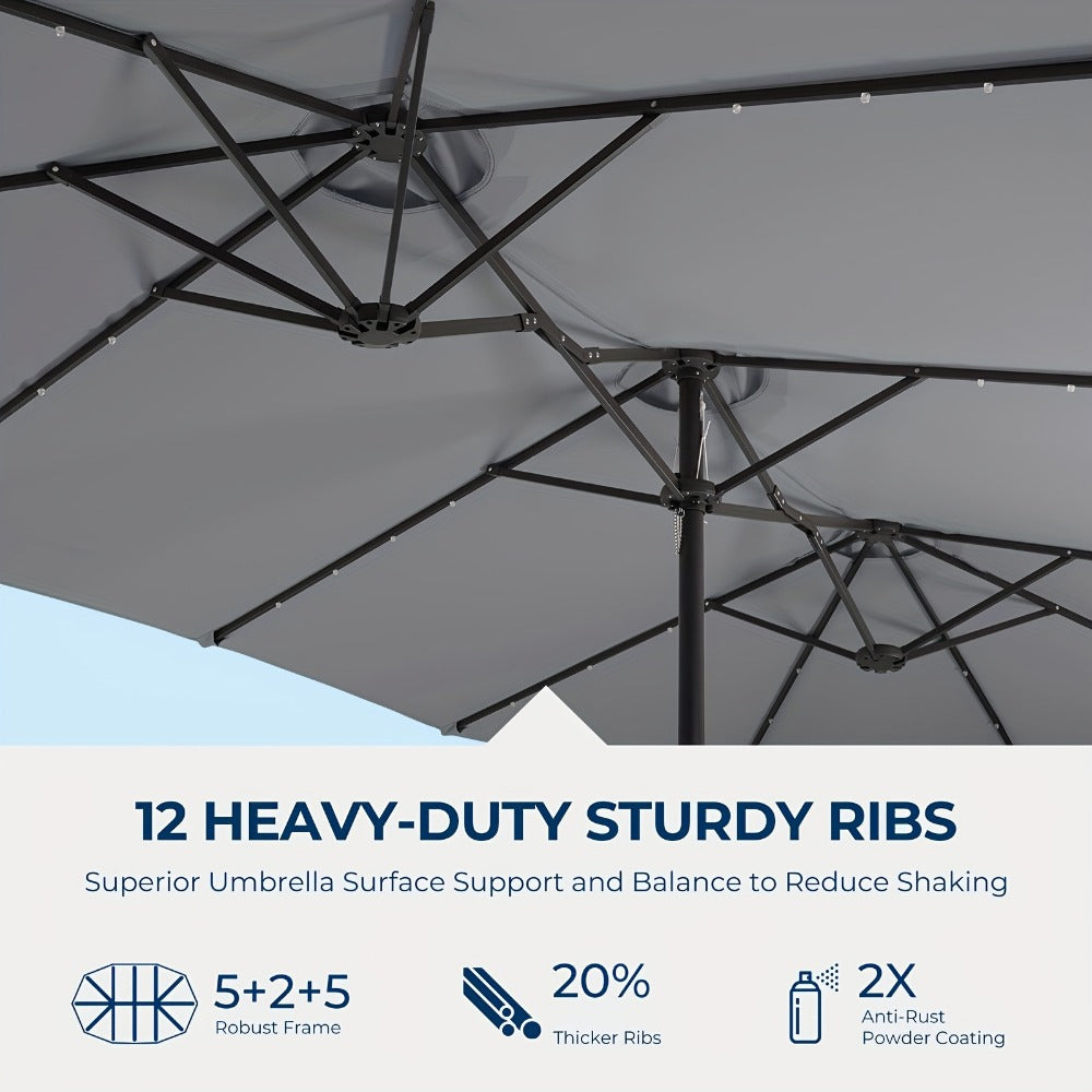 15-Foot Solar LED Patio Umbrella, Outdoor Table Umbrella for Outdoor Shade and Protection detail image - detail view 8