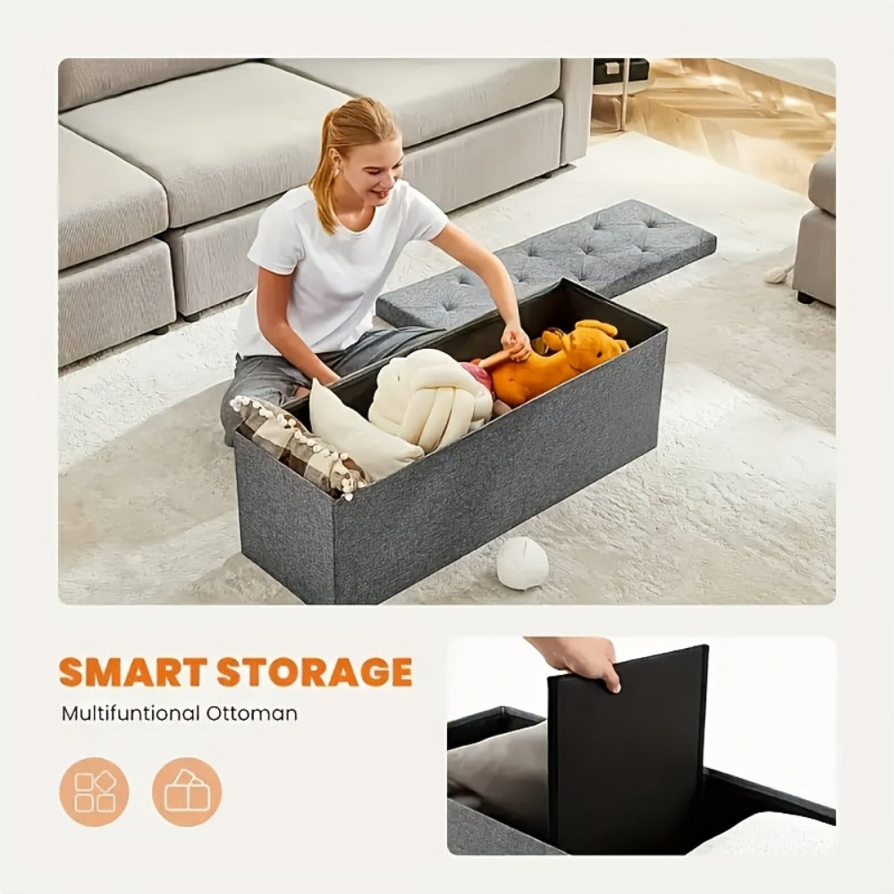 15-Inch Foldable Storage Ottoman for Living Room and Bedroom detail image - detail view 10